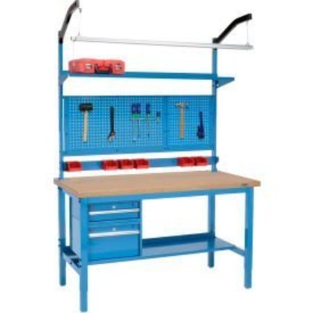 Global Equipment 72 x 30 Production Workbench - Shop Top Safety Edge Complete Bench - Blue 319338BL